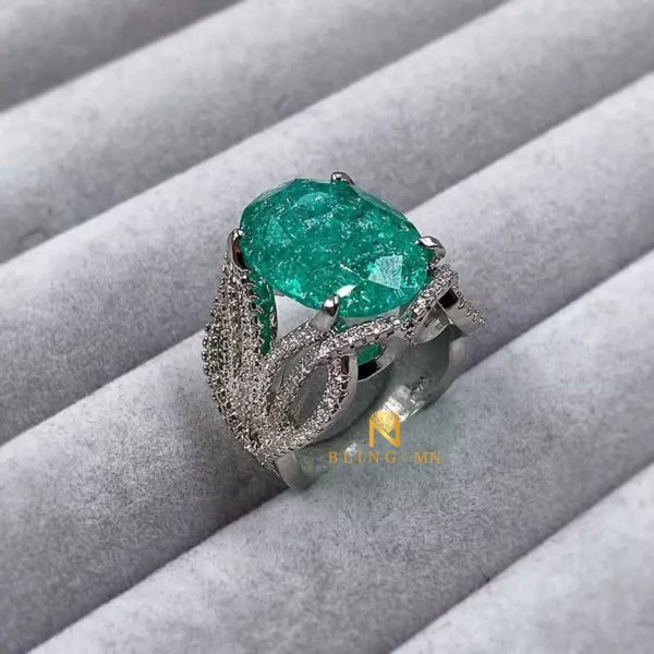 Big Tall Oval Turquoise Glitter Side Rose Pattern 