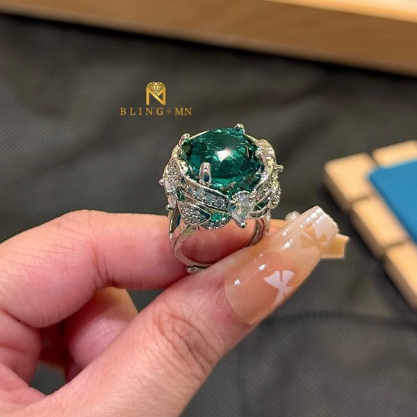 Ring Topaz Large Fat Square Turquoise Silver