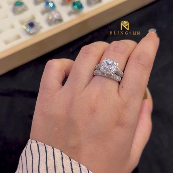 Diamond Square Shape Double Ring